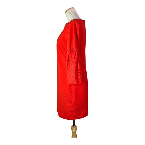 LAUREN Ralph Lauren Size 2 Kadijah Bell-Sleeve Shift Dress Laser Cut Red - Picture 5 of 7